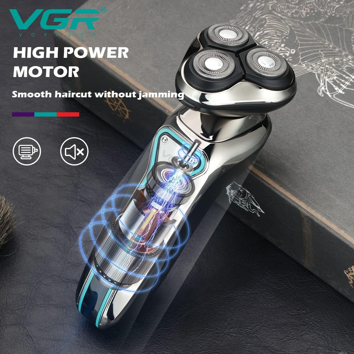VGR Rechargeable Rotary Shaver , Wet and Dr Usage Silver - V-323