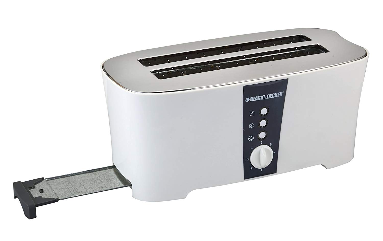 Black + Decker Cool Touch Toaster , 4 Slices 1350 Watt White - ET124