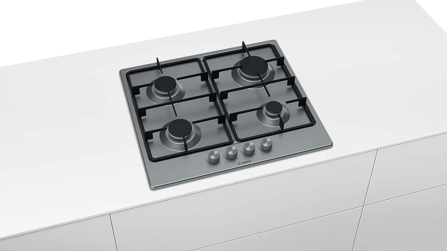 Bosch Serie 4 Gas Built in Hob ,651 Millimeter 4 Burners ,Stainless Steel - PGP6B5O62Q