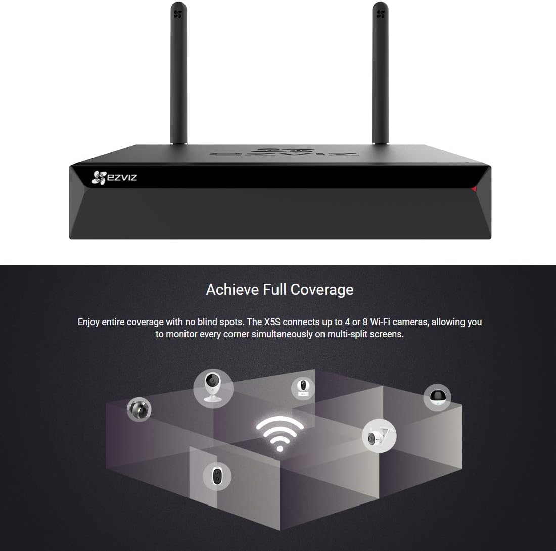 Ezviz Wired and Wireless Network Video Recorder , 5 megapixels , Black - X5S-4W