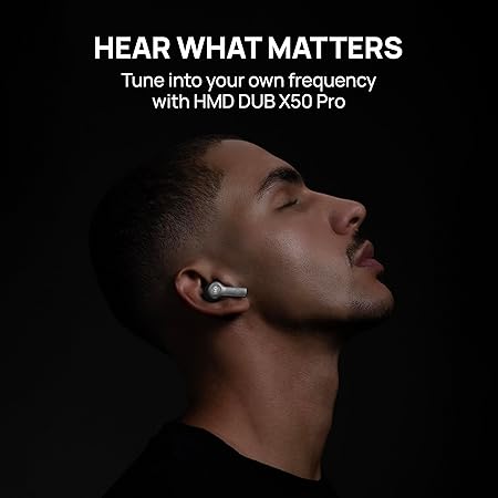 ايربودز اتش ام دي DUB X50 برو ، بخاصية إلغاء الضوضاء النشطة ، فضي