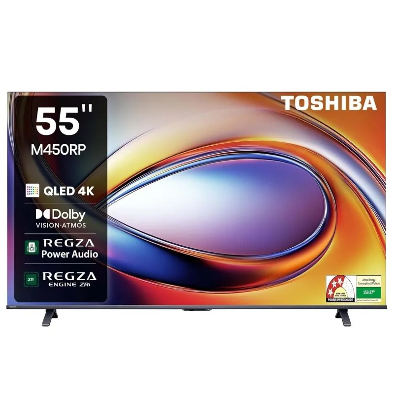 شاشة تلفزيون سمارت توشيبا ، مقاس 55 بوصة ، QLED ، دقة 4K UHD ، بريسيفر داخلي