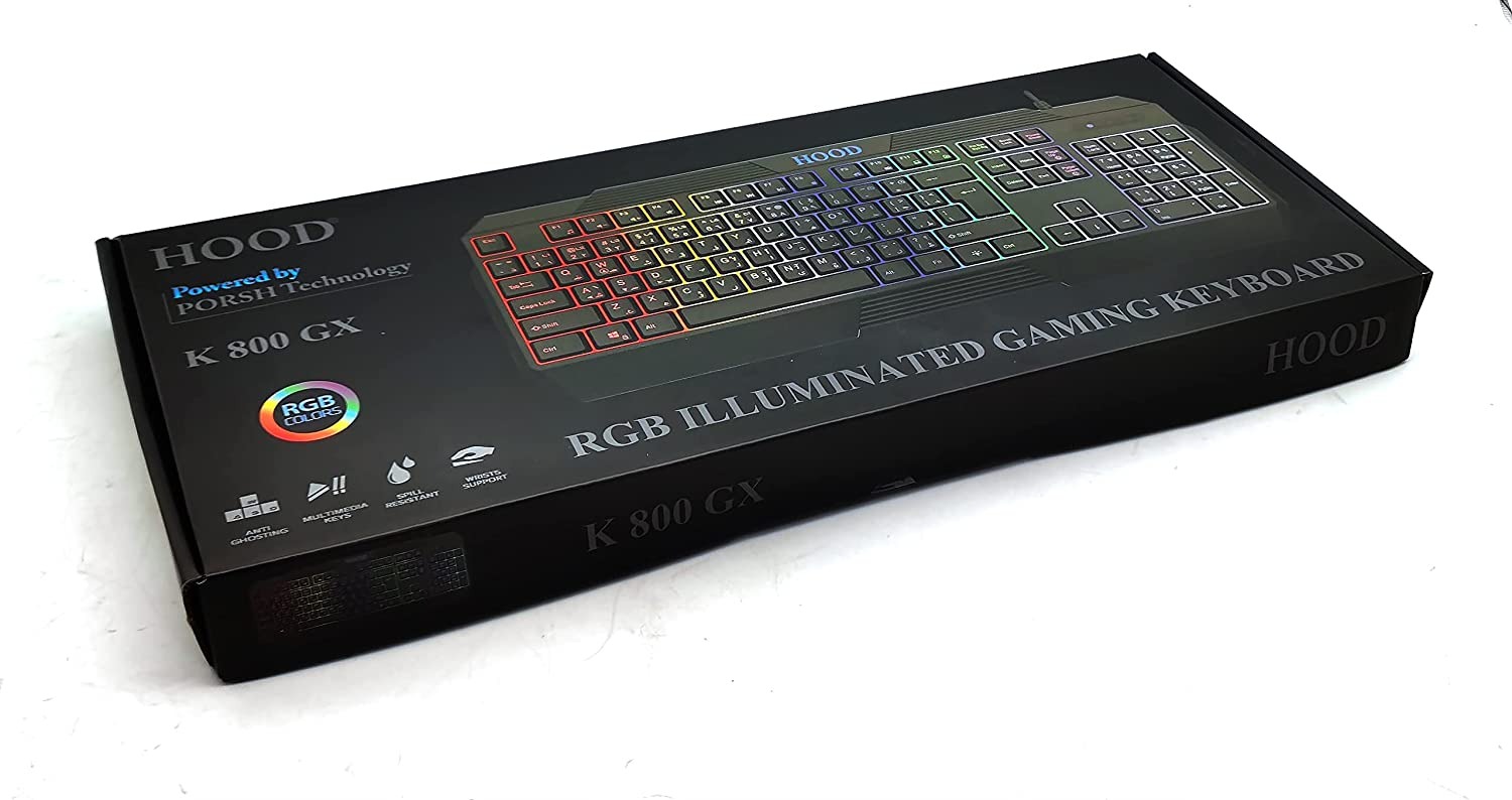 للألعاب سلكى هوود ، اسود - KB800