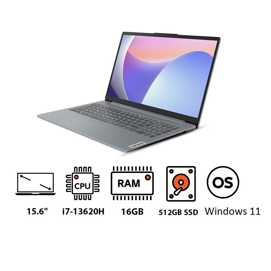 لاب توب لينوفو IdeaPad Slim 3 15IRH8 ، معالج انتل كور i5-13420H 15.6 بوصة ، هارد 512 جيجا بايت SSD ، رام 16 جيجا بايت ، كارت شاشة انتل UHD جرافيكس ،فري دوس - رمادي