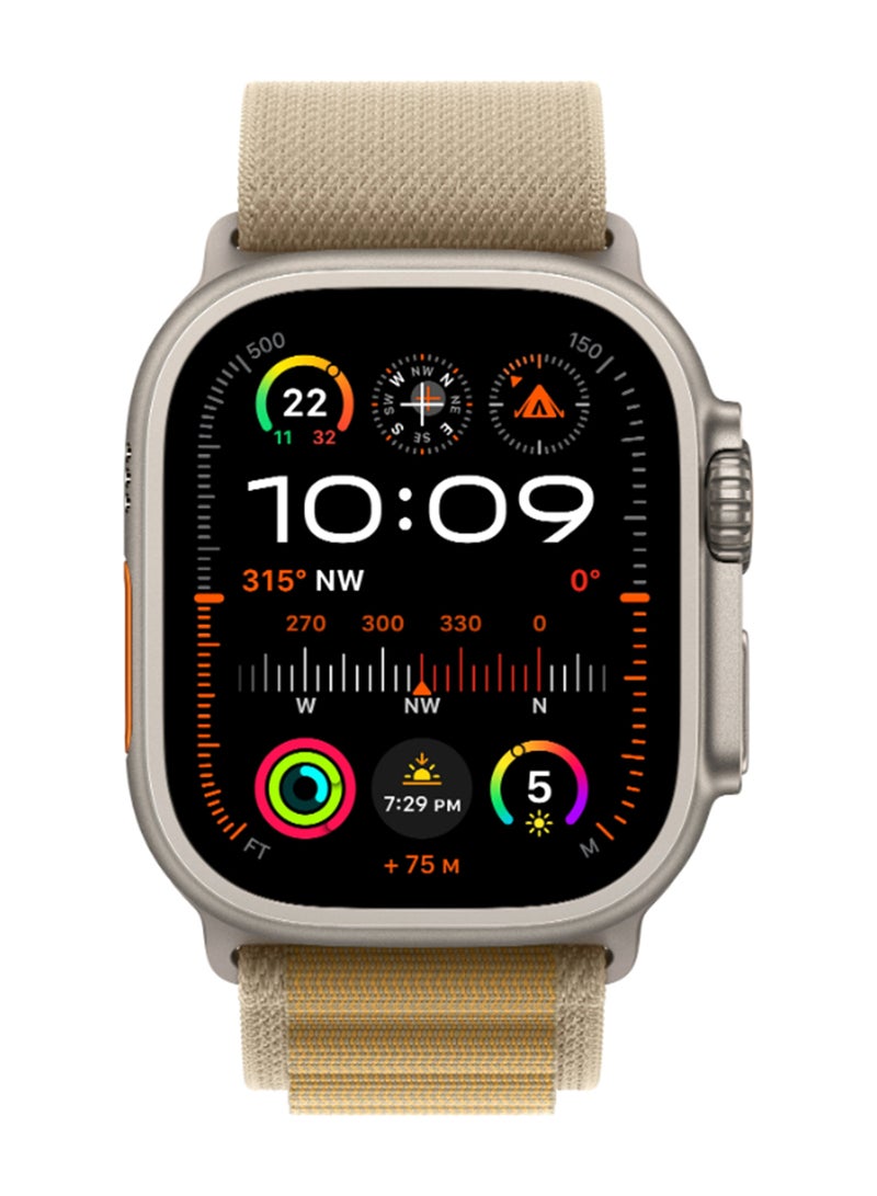 Apple Ultra 2 Smart Watch, M/L Band , 49 Millimeter Natural Titanium and Tan Alpine