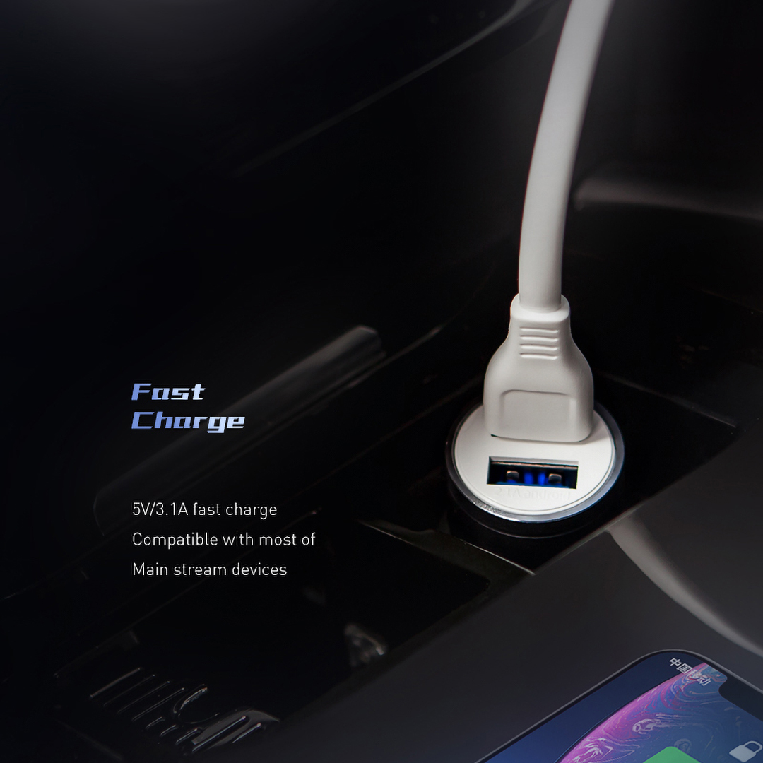 Recci Car Charger , 2 Ports , USB-A , 30 Watt , 5 Volt , Gray - RCC-N07