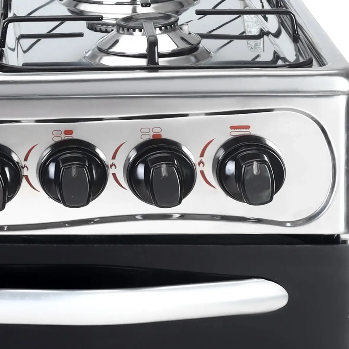 Global Electronics Gas Cooker , 4 Burners , Silver Black