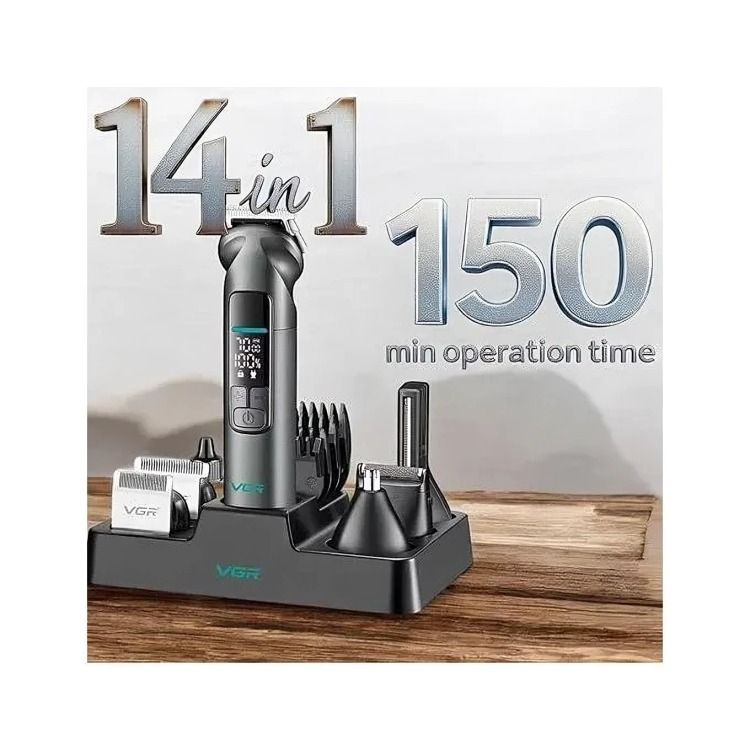 VGR Rechargeable Hair Clipper with Attachments , Black - V-096