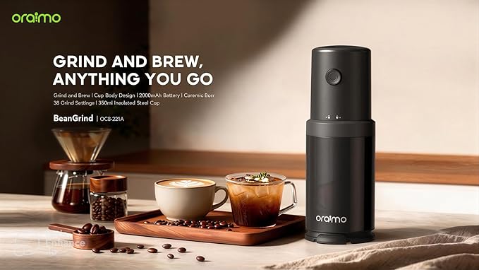 Oraimo BeanGrind Portable Coffee Grinder , 350 milliliter 30 Watt , Black - OCB-221A