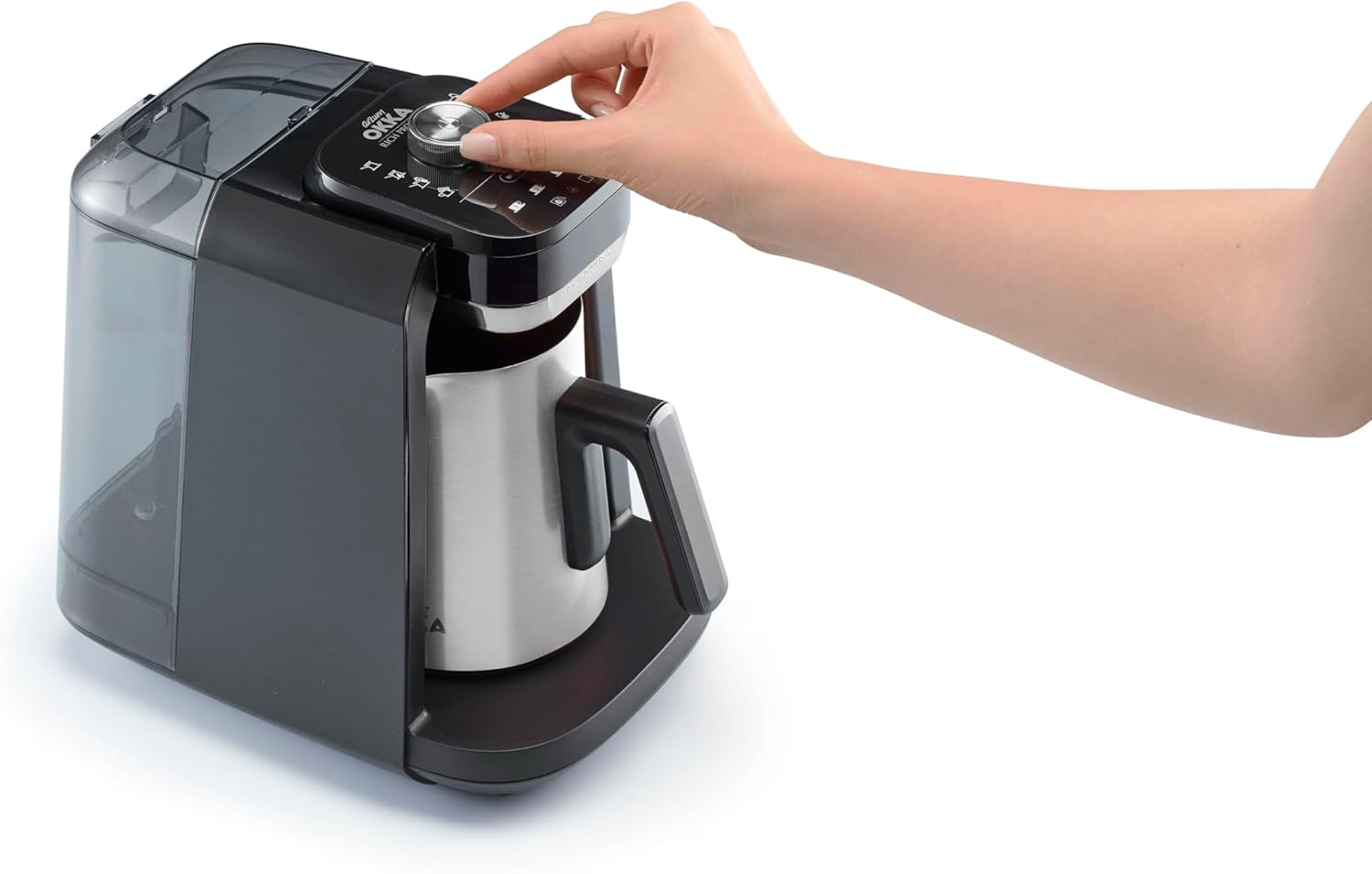 Arzum OKKA Rich Pro Plus Turkish Coffee Maker , 1.3 Liter 4 Cups 1000 Watt Black Copper - OK0038-0400