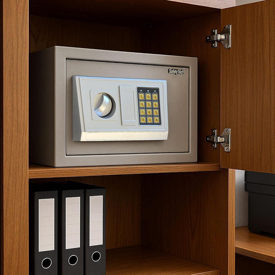 Safety Tech Digital Electronic with Key Lock Safe Box ,25 Liter ,Gray - GN25 EIA 611