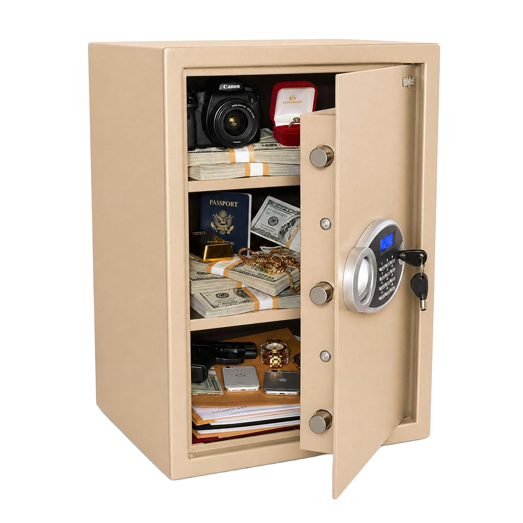 Safety Tech High Security Series Digital Electronic with Key Lock Safe Box ,50 Liter ,Beige - GN 50 EUD 3