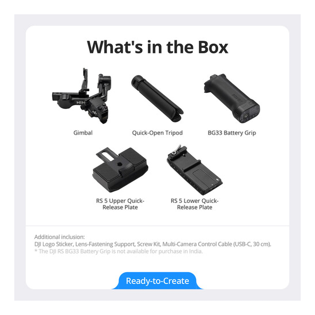 Dji RS 5 Handheld Gimbal forCameras with compatible Bluetooth shutter control Black