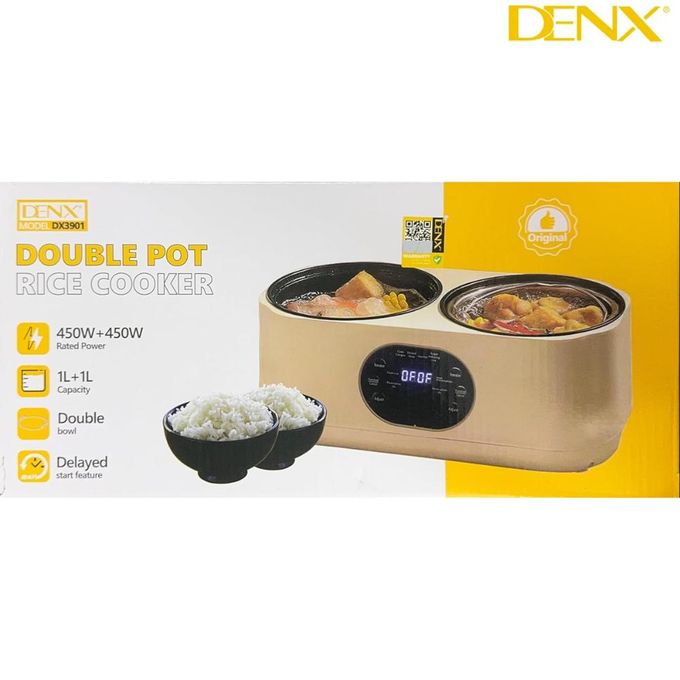حلة طهي كهربائية مزدوجة دينكس ، سعة 2 لتر ، 900 وات ، اوف وايت - DX3901