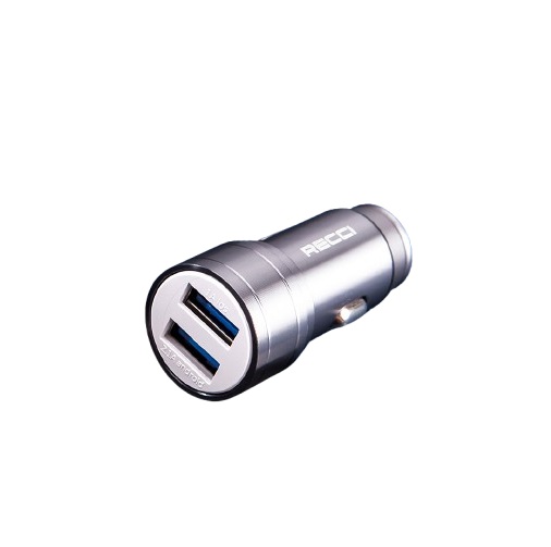 Recci Car Charger , 2 Ports , USB-A , 30 Watt , 5 Volt , Gray - RCC-N07