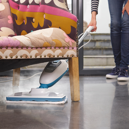 Black + Decker Steam Mop Cleaner , 1300 Watt , White Blue - FSM13E1
