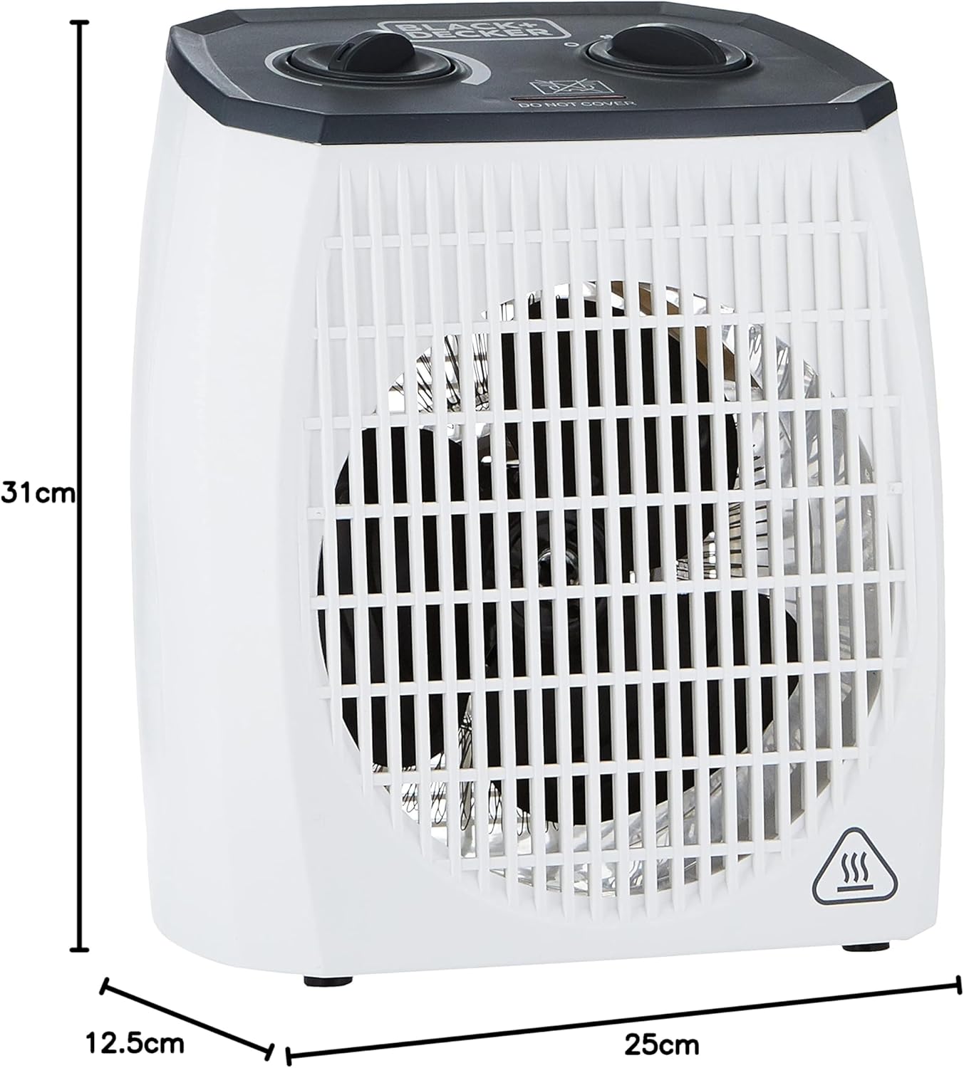 Black + Decker Electric Fan Heater , 2000 Watt Black White - HX310