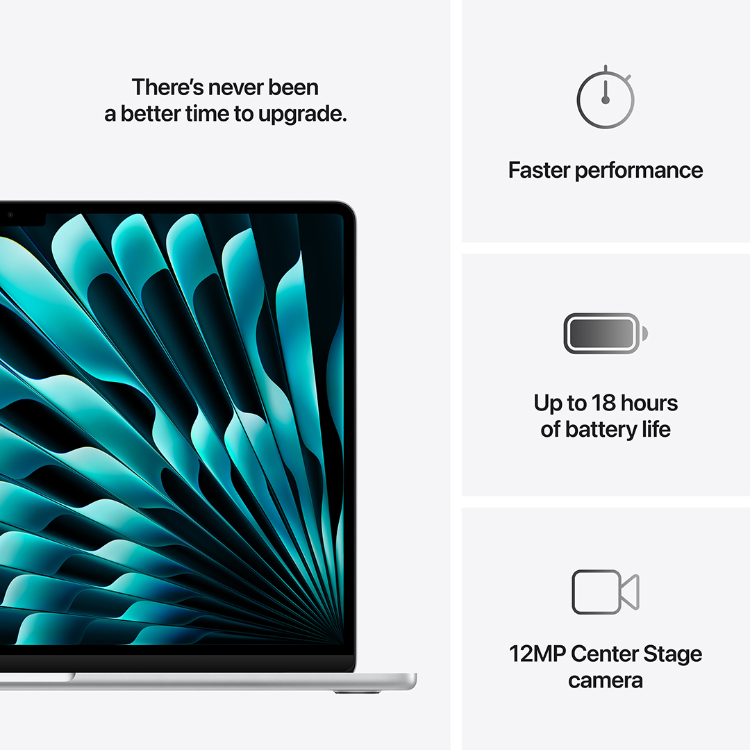 Apple MacBook Air Laptop ,Apple M4 chip with 10-core CPU 15.3 Inch ,256 GB SSD ,16 GB ,Apple 10-Core GPU ,macOS - Silver