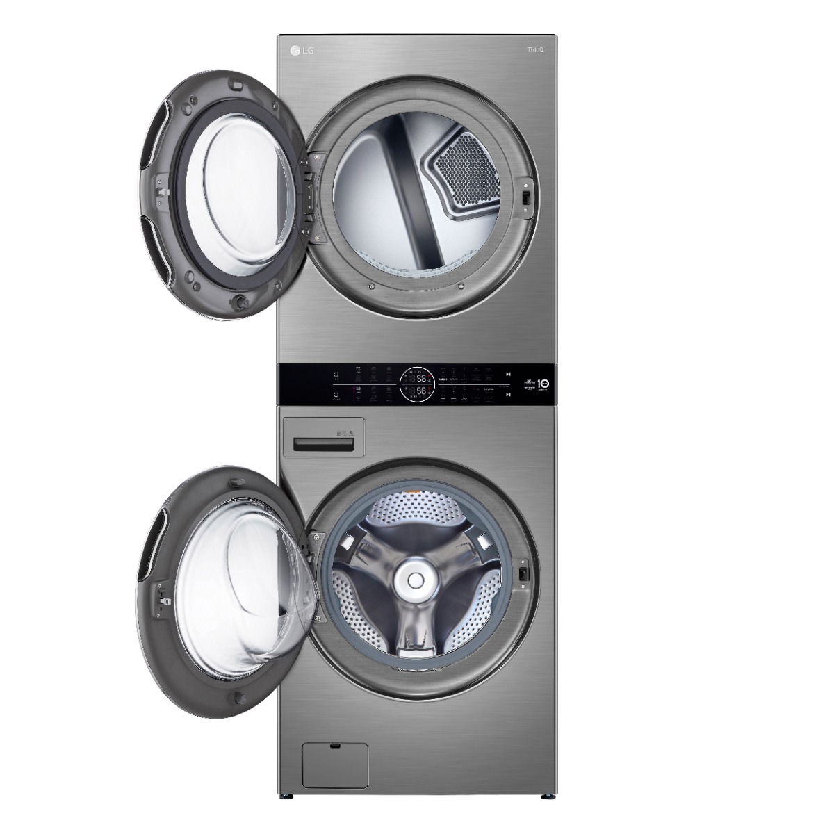 غسالة فول اتوماتيك ال جي واش تاور ، سعة 21 كجم ، فضي - FWT2116SS، مع شاشة سمارت LED مقاس 43 بوصة بدقة 4K UHD، بريسيفر داخلي - 43UA85006LA