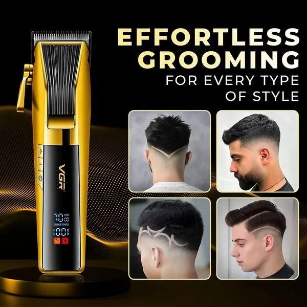 VGR Professional Rechargeable Hair Clipper with Attachments Dry , Gold - V-177