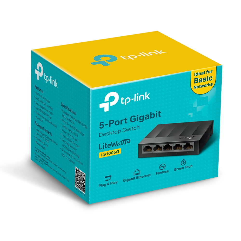 Tp-Link LiteWave Gigabit Switch , 5 Ports , Black - LS1005G