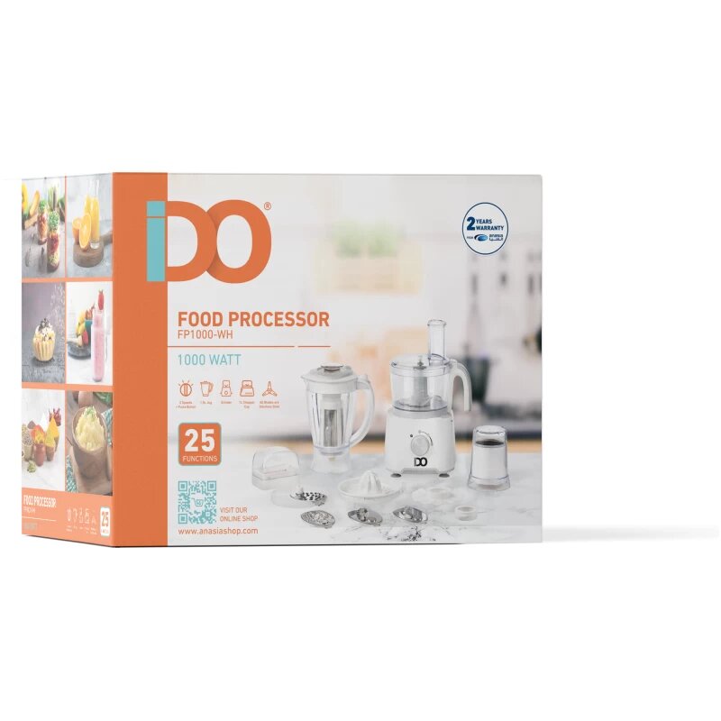 Ido FP1000-WH Food Processor , 1000 Watt White