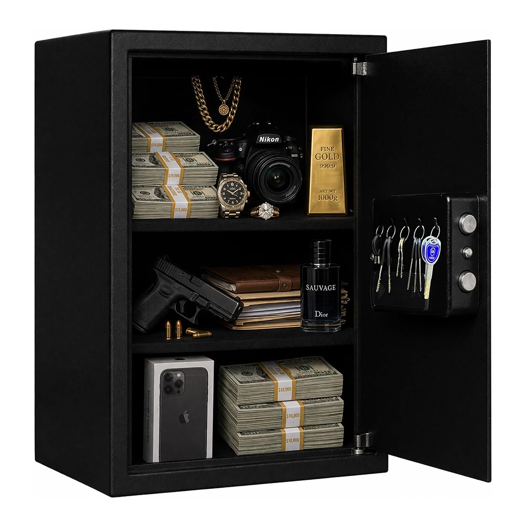Safety Tech Digital Electronic with Key Lock Safe Box ,50 Liter ,Black - GN 50 DLE