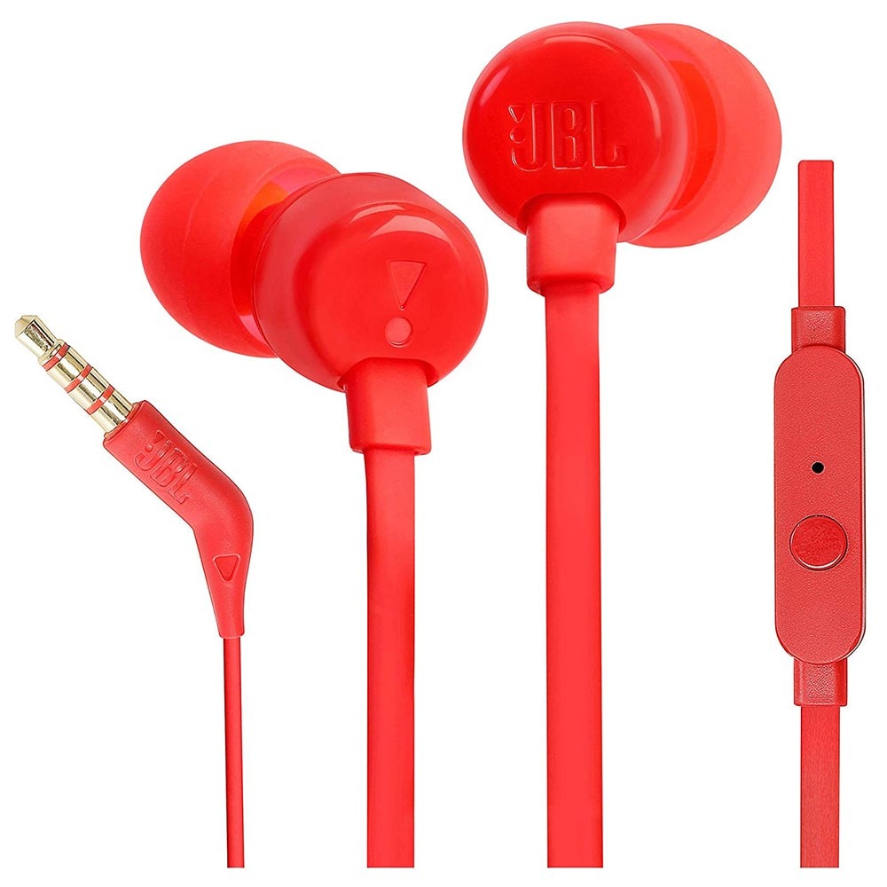 Jbl T110 Earphones , Built in Microphone , Red - JBLT110