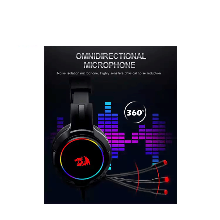 Redragon Mento Over Ear Headphones , Black - H270