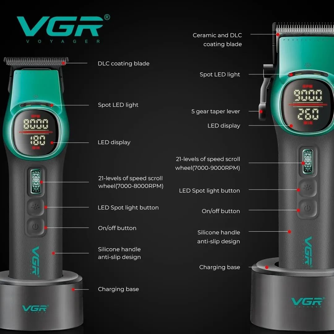 VGR Hair Clipper Kit , Black Green - V-885 S2