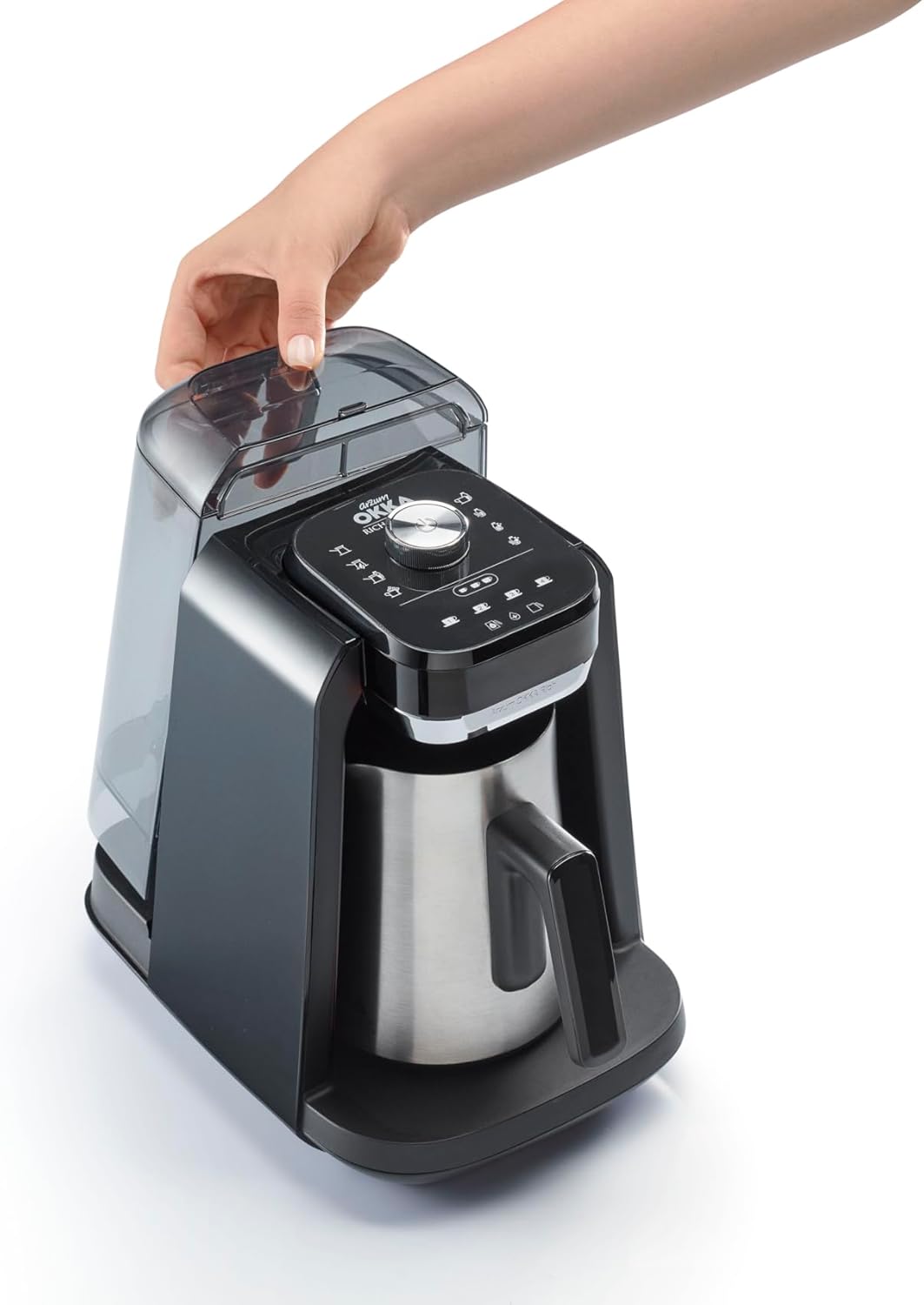 Arzum OKKA Rich Pro Plus Turkish Coffee Maker , 1.3 Liter 4 Cups 1000 Watt Black Copper - OK0038-0400
