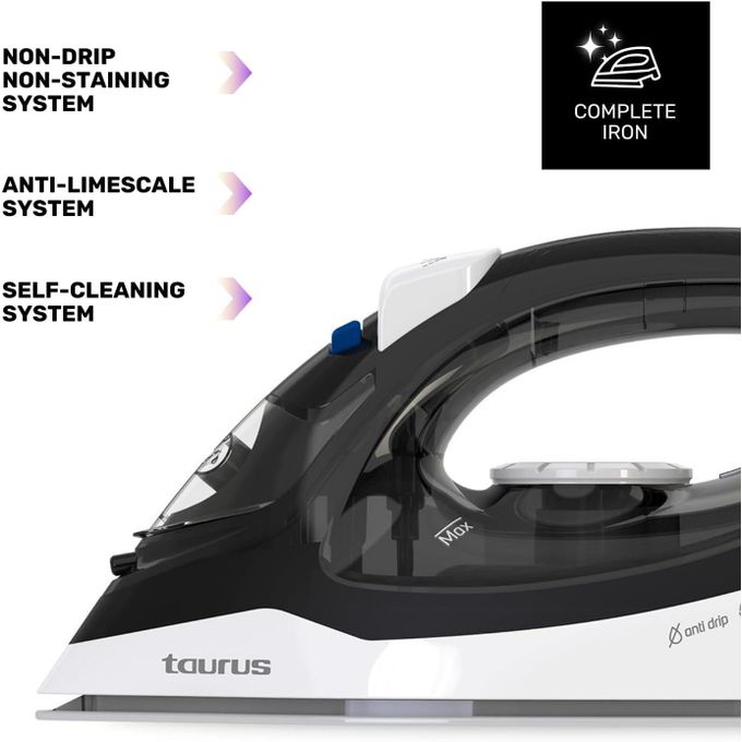 Taurus Itaca 2200 Steam Iron , 2200 Watt , Black White