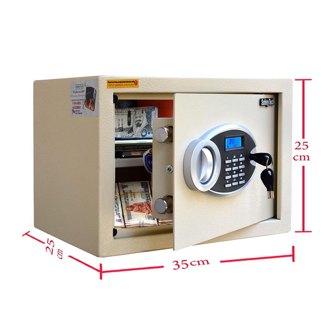 Safety Tech Digital Electronic with Key Lock Safe Box ,25 Liter ,Beige - GN 25 EUD 612