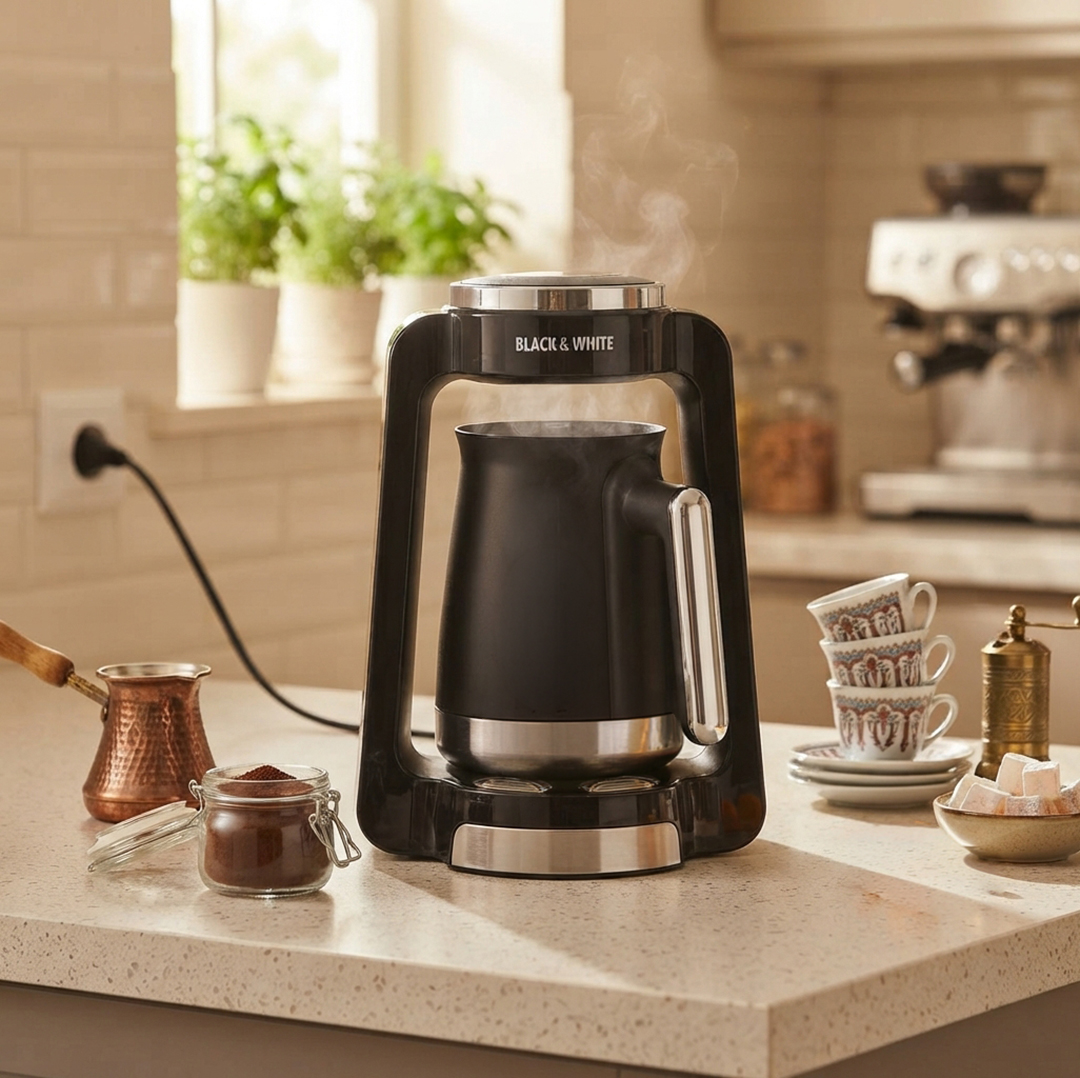Black & White Turkish Coffee Maker 4 Cups 400 Watt Black - CM-200