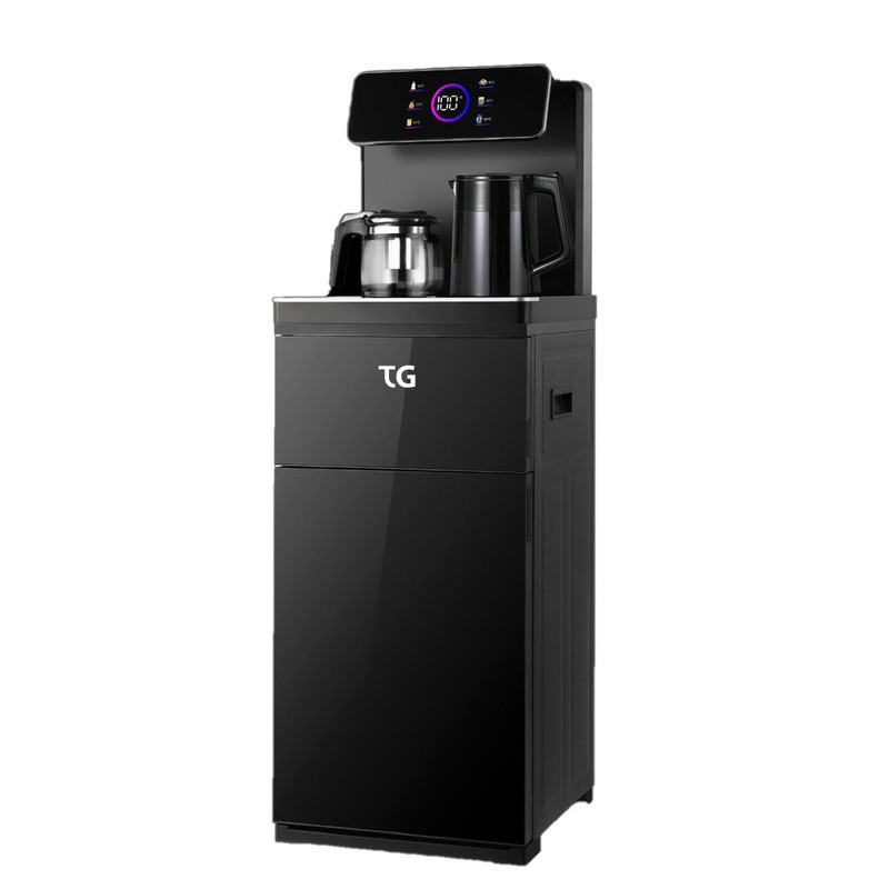TG Hot & Cold Bottom Loading Digital Water Dispenser with Tea Maker and Kettle , 2 Tabs Black - TG-D50