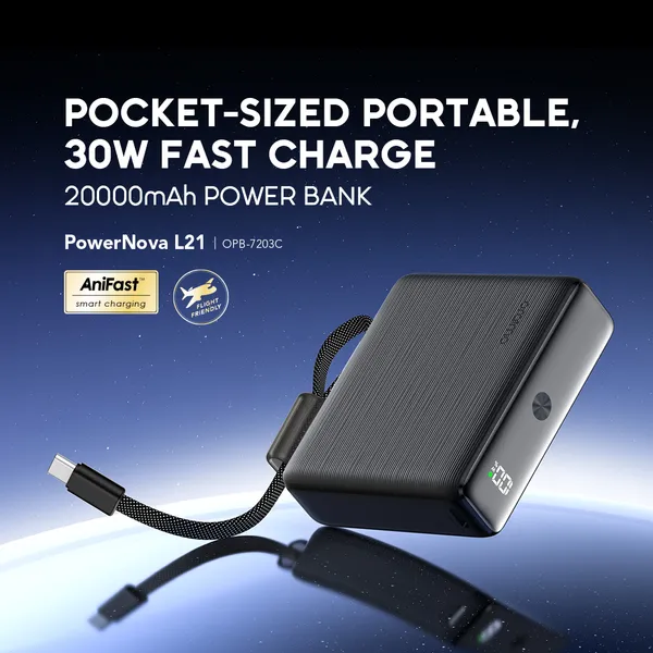 Oraimo Power Bank , 20000 mAh 5 Ports , Black , OPB-7203C