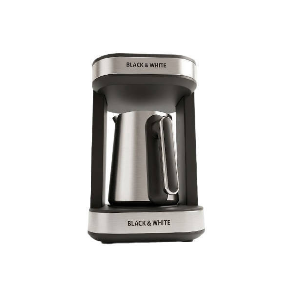 Black And White Turkish Coffee Maker 4 Cups 400 Watt Stainless Steel - CM-310S