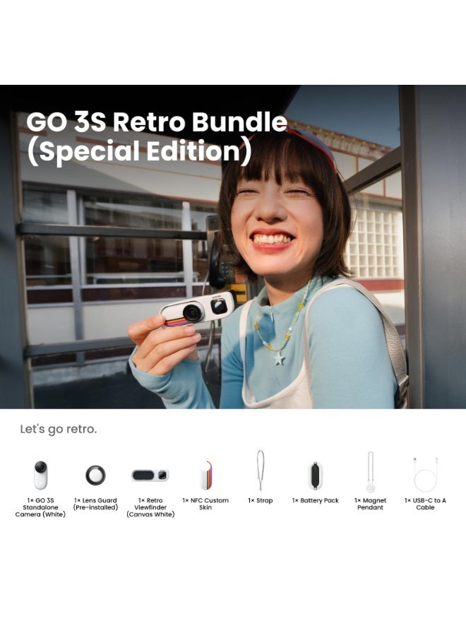 Insta360 GO 3S Retro Action Camera Bundle , 12 megapixels , Canvas White - G03S120
