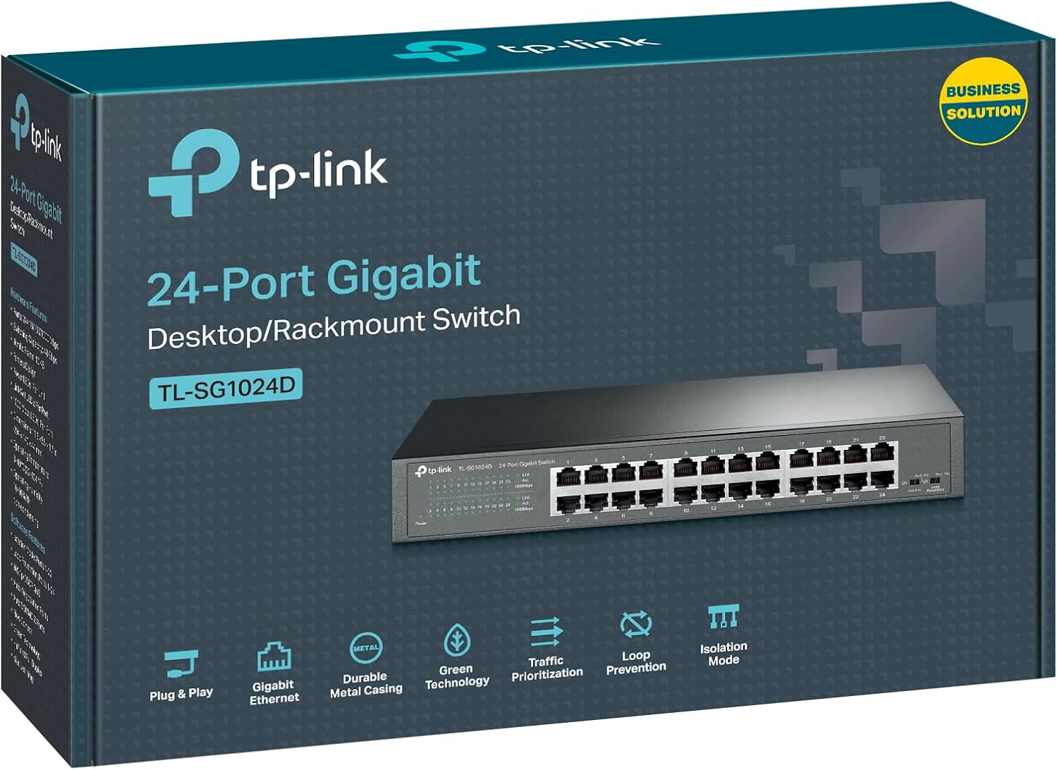 محول جيجابت تي بي لينك ، عدد 24 منفذ ، اسود - TL-SG1024D