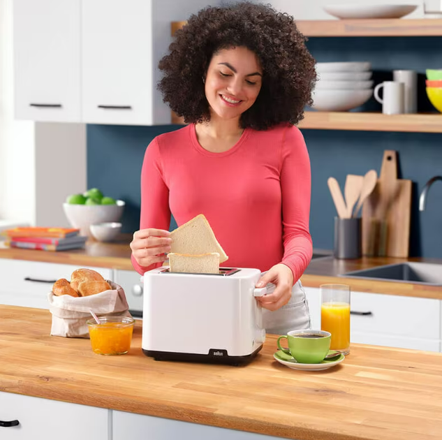 Braun Breakfast1 Toaster , 2 Slices 900 Watt White - HT 1010
