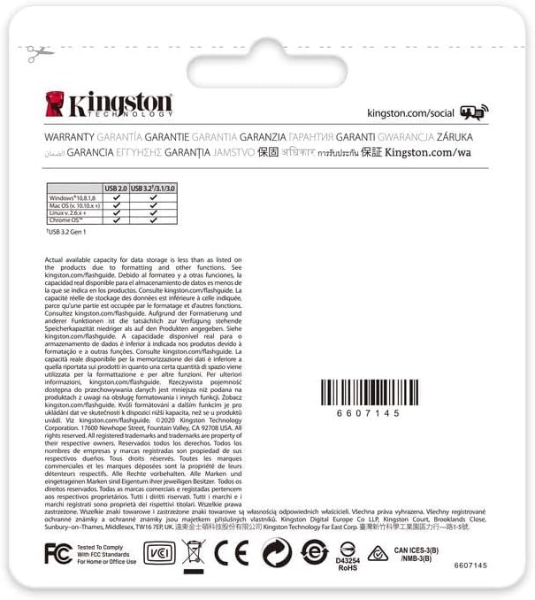 Kingston DataTraveler Duo USB Type-A and USB Type-C Dual USB Flash Drive , 64 GB , Black - DTDE/64GB