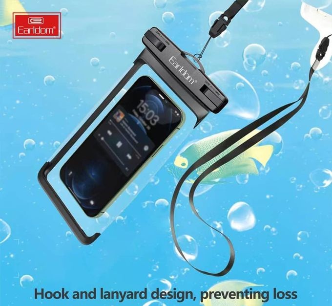 Earldom TPU front with sealed waterproof edges Waterproof Phone Case forSmartphones ,Transparent and Black - S13
