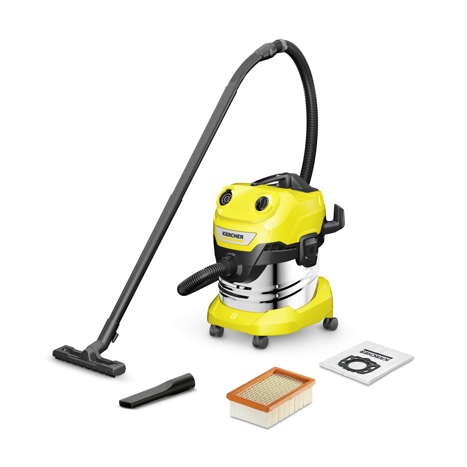 Karcher Wet and Dry Drum Vacuum Cleaner , Black Yellow - WD 4 S V-20/5/22