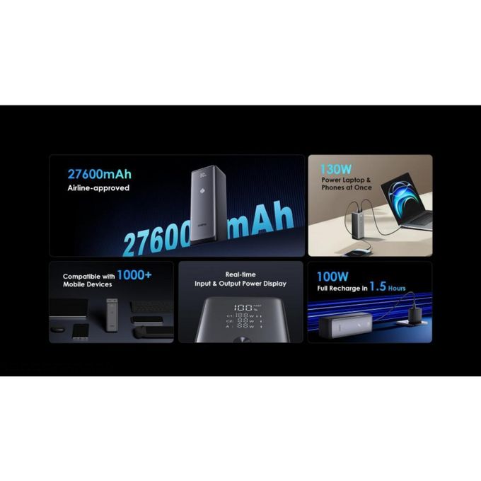 باور بانك سلكي اورايمو ، سعة 27600 مللي امبير ، عدد 3 منفذ ، اسود - OPB-727SQ