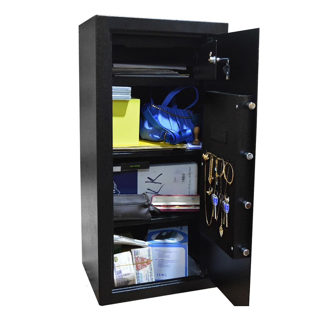 Safety Tech Digital Electronic with Keys Safe Box ,100 Liter ,Black - GN100 BLT