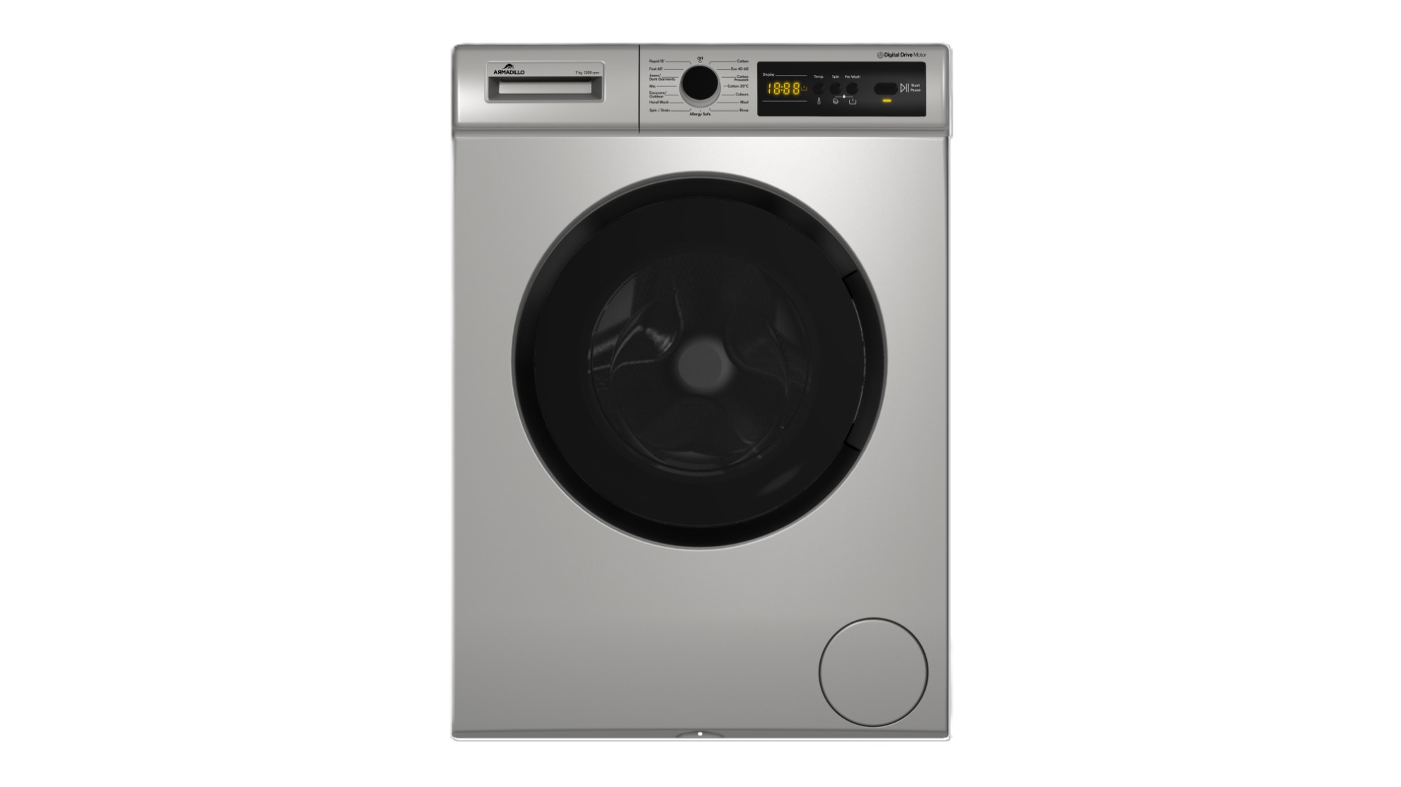 Armadillo Inverter Front Load Washing Machine , 7 kg , Dark Silver - ARM-FL-7K-1200DS
