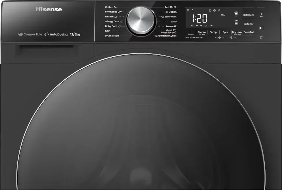 Hisense All-in-One Washer Dryer Combo , 12 kg , Black - WD5S1245BB