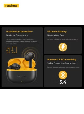 ايربودز ريلمي بادز T200 لايت ، خاصية إلغاء الضوضاء النشطة ، اسود - RMA2415-A