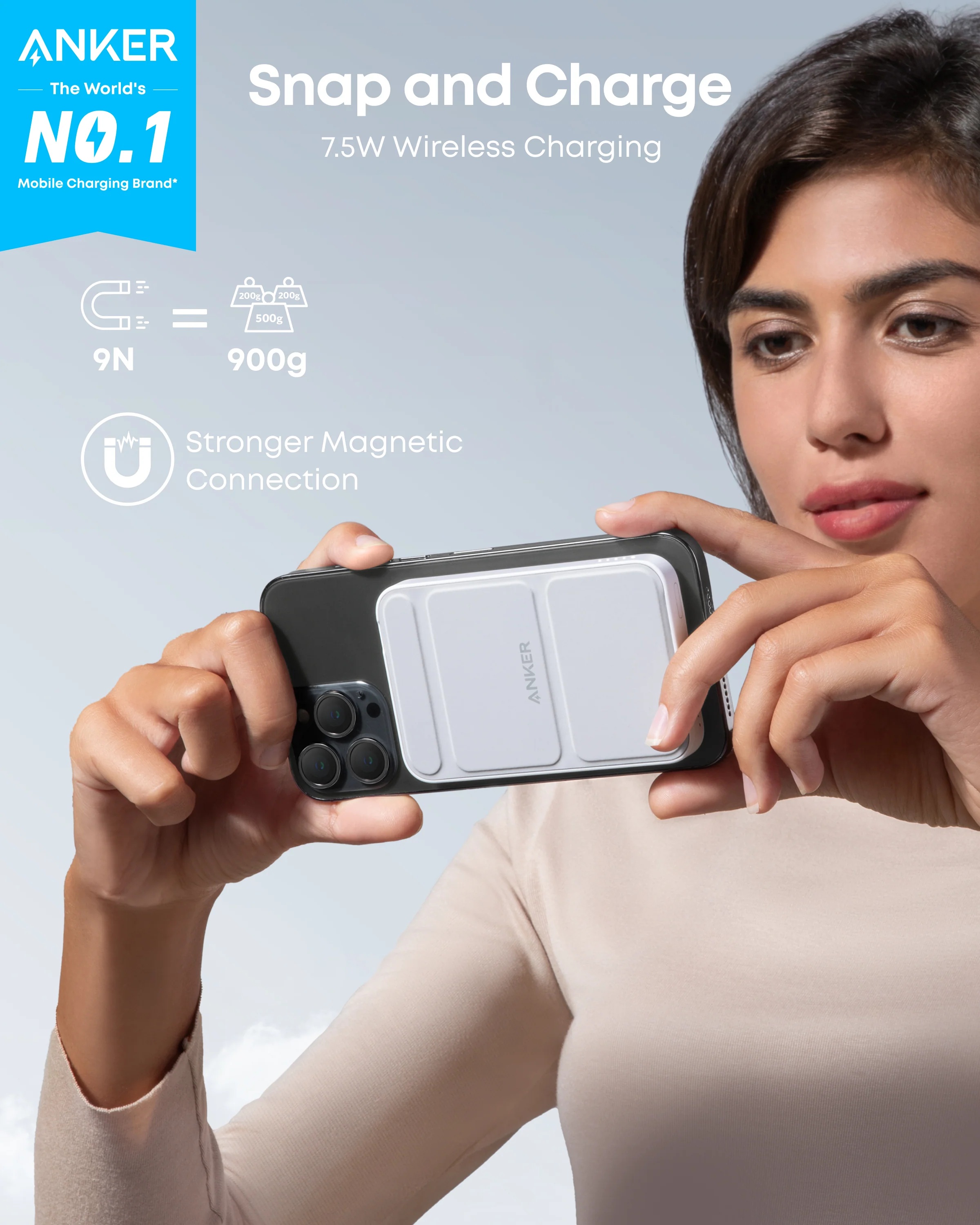 Anker MagGo 622 Magnetic Wireless Power Bank , 5000 mAh 1 Ports , White