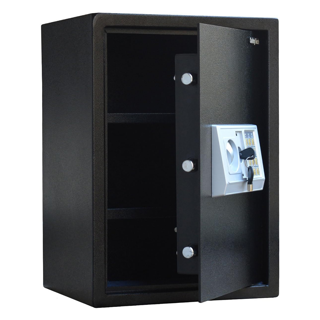 Safety Tech Digital Electronic with Key Lock Safe Box ,50 Liter ,Black Silver - GN50 EIA3
